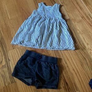Striped Kids Dress with denim shorts